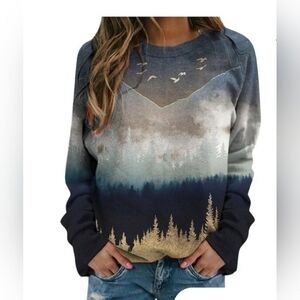 Zulily Mountain Landscape Sweater Size M